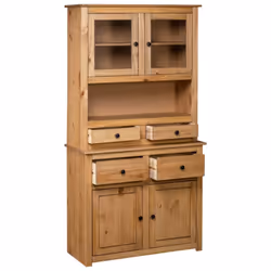vidaXL Solid Wood Pine Panama Range Highboard Solid Wooden Furniture Cabinet