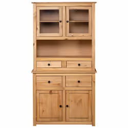 vidaXL Solid Wood Pine Panama Range Highboard Solid Wooden Furniture Cabinet - Additional view 4