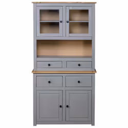 vidaXL Solid Wood Pine Panama Range Highboard Grey Wooden Furniture Cabinet