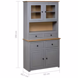 vidaXL Solid Wood Pine Panama Range Highboard Grey Wooden Furniture Cabinet - Additional view 5
