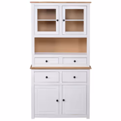 vidaXL Solid Wood Pine Panama Range Highboard White Wooden Furniture Cabinet