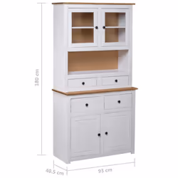 vidaXL Solid Wood Pine Panama Range Highboard White Wooden Furniture Cabinet - Additional view 4