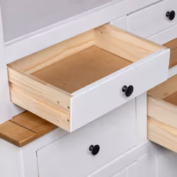 vidaXL Solid Wood Pine Panama Range Highboard White Wooden Furniture Cabinet - Additional view 5