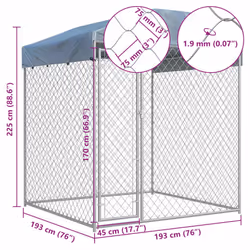 vidaXL Outdoor Dog Kennel with Canopy Top 193x193x225cm Pet House Large Pet Cage - Additional view 3