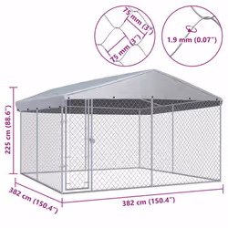 vidaXL Outdoor Dog Kennel 382x382x225cm Roof Sturdy Durable House Garden Cage - Additional view 3