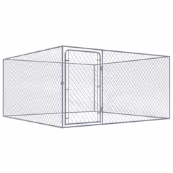 vidaXL Outdoor Dog Kennel Galvanised Steel Animal Cages House Puppy Shelter