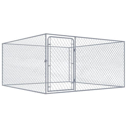 vidaXL Outdoor Dog Kennel Galvanised Steel Animal Cages House Puppy Shelter