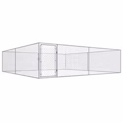 vidaXL Outdoor Dog Kennel Galvanised Steel Animal Cages House Puppy Shelter