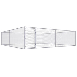 vidaXL Outdoor Dog Kennel Galvanised Steel Animal Cages House Puppy Shelter