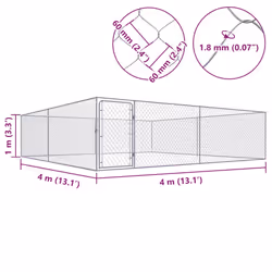 vidaXL Outdoor Dog Kennel Galvanised Steel Animal Cages House Puppy Shelter