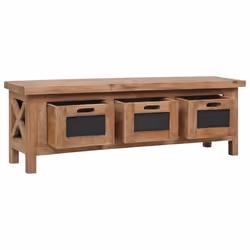 vidaXL TV Cabinet with 3 Drawers TV Stand Media TV Unit Solid Mahogany Wood - Additional view 2