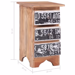 vidaXL Bedside Cabinet Nightstand Bed Table Side Table Solid Mahogany Wood - Additional view 3