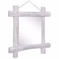 vidaXL Log Mirror Solid Reclaimed Wood Unit White/Brown 70x70x5 cm/50x5x50 cm - white, 70 x 5 x 70 cm - Additional view 2