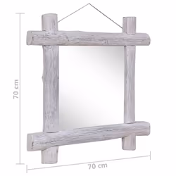 vidaXL Log Mirror Solid Reclaimed Wood Unit White/Brown 70x70x5 cm/50x5x50 cm - white, 70 x 5 x 70 cm - Additional view 3