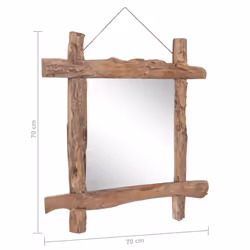 vidaXL Log Mirror Solid Reclaimed Wood Unit White/Brown 70x70x5 cm/50x5x50 cm - brown, 70 x 5 x 70 cm - Additional view 3