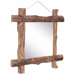 vidaXL Log Mirror Solid Reclaimed Wood Unit White/Brown 70x70x5 cm/50x5x50 cm - brown, 70 x 5 x 70 cm - Additional view 4