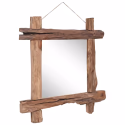 vidaXL Log Mirror Solid Reclaimed Wood Unit White/Brown 70x70x5 cm/50x5x50 cm - brown, 70 x 5 x 70 cm - Additional view 5