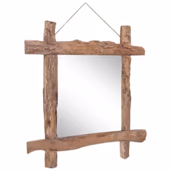 vidaXL Log Mirror Solid Reclaimed Wood Unit White/Brown 70x70x5 cm/50x5x50 cm - brown, 70 x 5 x 70 cm - Additional view 6
