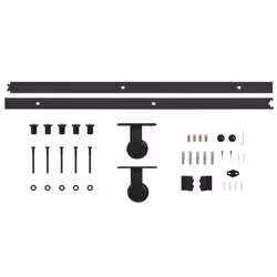 vidaXL Sliding Door Hardware Kit Sliding Rail Door Track Kit SKIEN Steel Black - Additional view 4