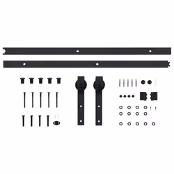 vidaXL Sliding Door Hardware Kit Sliding Rail Door Track Kit SKIEN Steel Black