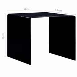vidaXL Coffee Table Tempered Glass Black 50cm Home Side Tea Stand Furniture