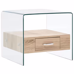 vidaXL Coffee Table with Drawer Tempered Glass Home Side Tea Stand Furniture
