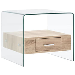 vidaXL Coffee Table with Drawer Tempered Glass Home Side Tea Stand Furniture