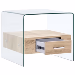 vidaXL Coffee Table with Drawer Tempered Glass Home Side Tea Stand Furniture