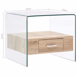 vidaXL Coffee Table with Drawer Tempered Glass Home Side Tea Stand Furniture - Additional view 5