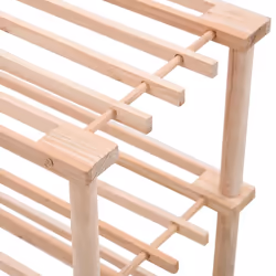 vidaXL Solid Fir Wood 3-Tier Shoe Rack Footwear Organiser Storage Holder Stand - Additional view 4