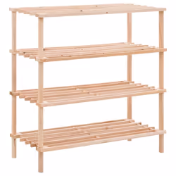 vidaXL Solid Fir Wood 4-Tier Shoe Rack Footwear Organiser Storage Holder Stand
