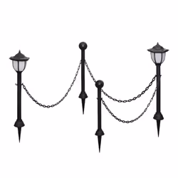 vidaXL 4x Solar Lights with Chain Fence and Poles LED Outdoor Garden Lighting - Additional view 2