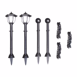 vidaXL 4x Solar Lights with Chain Fence and Poles LED Outdoor Garden Lighting - Additional view 3