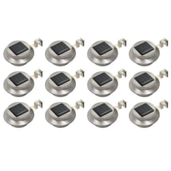 vidaXL Outdoor Solar Lamps Garden Lamp Patio Path Solar Light LED Round White - 12 pcs