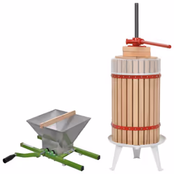 vidaXL Fruit & Wine Press and Crusher Set 2 Piece Juice Maker Cloth Bag 30L