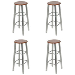 vidaXL 4x Bar Stools Silver and Brown MDF Bar Chair Kitchen Furniture Seat