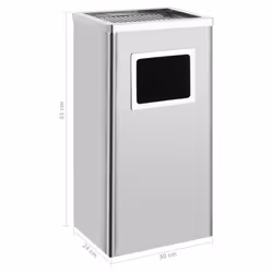 vidaXL Ashtray Dustbin Hotel 45L Stainless Steel Ashtray Bin Outdoor Dust Can