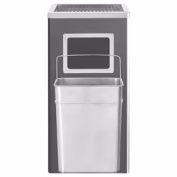 vidaXL Ashtray Dustbin Hotel 45L Black Steel Outdoor Dustbin Rubbish Waste Bin - Additional view 3