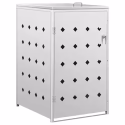 vidaXL Single Wheelie Bin Shed 240L Stainless Steel Waste Container Enclosure