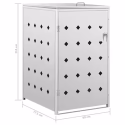 vidaXL Single Wheelie Bin Shed 240L Stainless Steel Waste Container Enclosure - Additional view 9