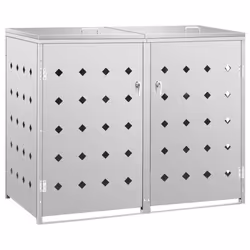 vidaXL Double Wheelie Bin Shed 240L Stainless Steel Garbage Bin Box Outdoor
