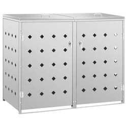 vidaXL Double Wheelie Bin Shed 240L Stainless Steel Garbage Bin Box Outdoor