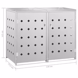 vidaXL Double Wheelie Bin Shed 240L Stainless Steel Garbage Bin Box Outdoor - Additional view 9