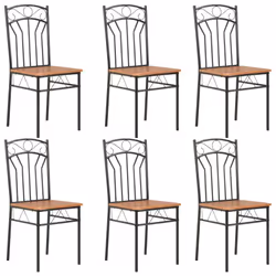 vidaXL 6x Dining Chairs Brown MDF Side End Kitchen Furniture Dining Room Chair