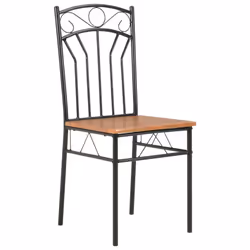 vidaXL 6x Dining Chairs Brown MDF Side End Kitchen Furniture Dining Room Chair - Additional view 8