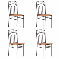 vidaXL 4x Dining Chairs Brown MDF Side End Kitchen Furniture Dining Room Chair
