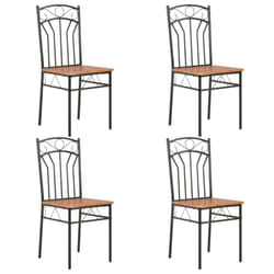 vidaXL 4x Dining Chairs Brown MDF Side End Kitchen Furniture Dining Room Chair