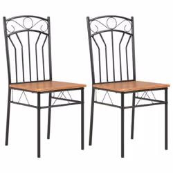 vidaXL 2x Dining Chairs Brown MDF Side End Kitchen Furniture Dining Room Chair