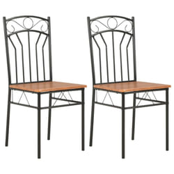 vidaXL 2x Dining Chairs Brown MDF Side End Kitchen Furniture Dining Room Chair