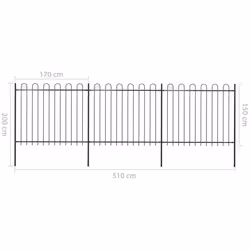 vidaXL Garden Fence Hoop Top Steel Outdoor Panels Barrier Border Multi Sizes - 5.1 m - Additional view 3